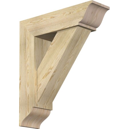 Ekena Millwork Traditional Traditional Rough Sawn Bracket w/ Offset Brace, Douglas Fir, 8"W x 28"D x 32"H BKT0806X28X32TRA01RDF